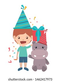 boy with party hat in birthday celebration