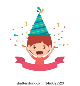 boy with party hat in birthday celebration