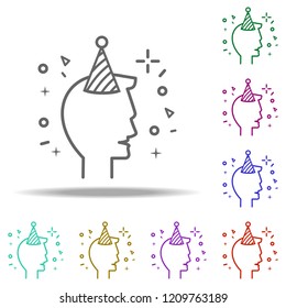 boy in party hat dusk icon. Elements of Birthday in multi color style icons. Simple icon for websites, web design, mobile app, info graphics
