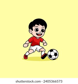 boy passes the ball football soccer cartoon