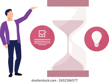The boy passionately describes the hourglass, emphasizing its symbolic representation of time's fleeting nature and the value of managing it wisely