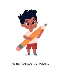 Junge mit Bleistift in der Hand.Junge Vektorgrafik 