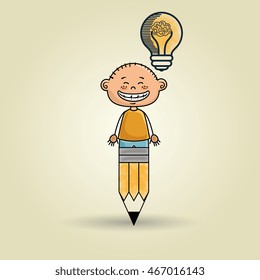 boy pencil idea icon vector illusration graphic