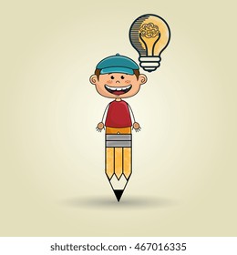 boy pencil idea icon vector illusration graphic