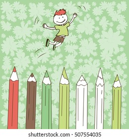 boy and pencils

