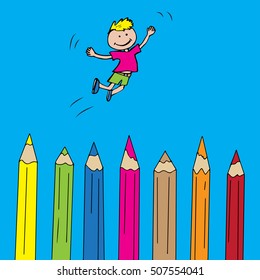 boy and pencils

