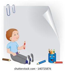 Boy with pencils - vector illustration