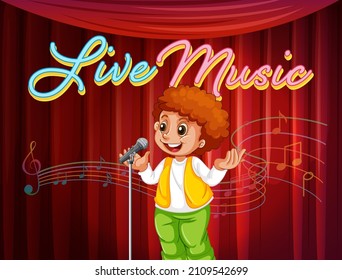 A boy performing singing on stage illustration