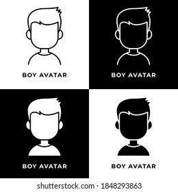 Boy Person Avatars Logo Vector. Young Men Head Avatar Icon Line and Glyph Style. Male Profile Photo Symbol Illustration. People Silhouette Character User Profile

