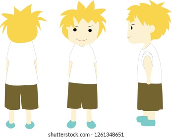The boy personality is white and yellow hair.