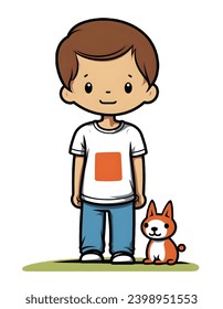 Junge mit Haustier - Cartoon 