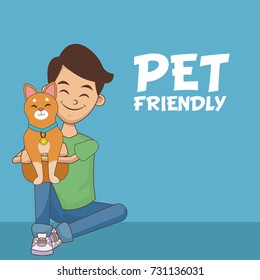 Boy with pets cartoon