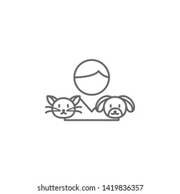 boy pets friendship outline icon. Elements of friendship line icon. Signs, symbols and vectors can be used for web, logo, mobile app, UI, UX