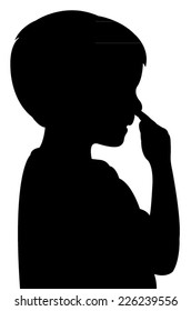 A Boy Picking His Nose, Silhouette Vector