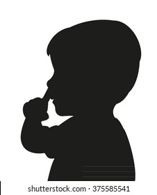 A Boy Picking His Nose, Silhouette Vector