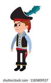 boy with pirate costume with hat in halloween