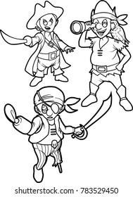boy pirates in black and white