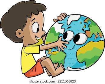 boy and planet earth are talking