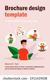 Boy planning steps of robot creation. Studying, using tools, programming, cheerful humanoid flat vector illustration. Robotics, childhood concept for banner, website design or landing web page