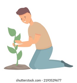 Boy plant icon cartoon vector. Kid park. Nature agriculture