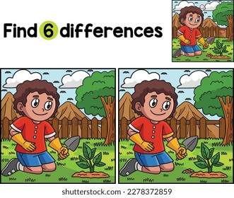 Boy Planting Seedling Find The Differences