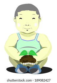 Boy plants tree