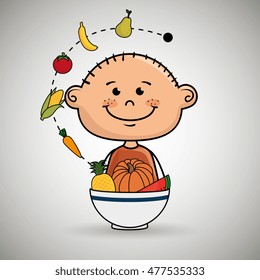 boy plate fruit vegetables