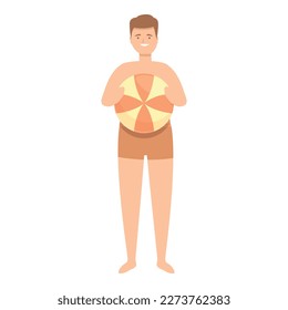 Boy play ball icon cartoon vector. Swim pool. Sea vacation