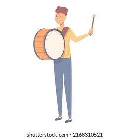 Boy play drums icon cartoon vector. Music school. Class lesson