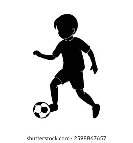 boy play football in the field