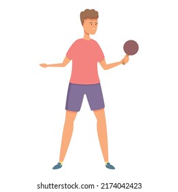 Boy play ping pong icon cartoon vector. Sport school. Kid education