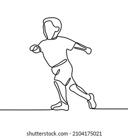 boy play run oneline single continuous line art