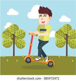 Boy play with scooter