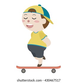 boy play skatebroad  cartoon vector