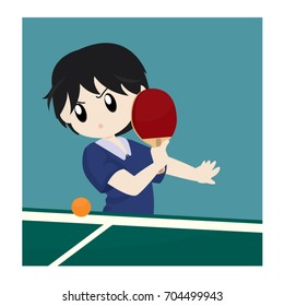 Boy Play Table Tennis