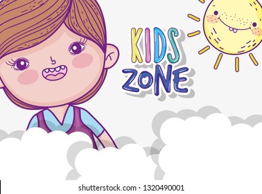 boy in the play zone with sun and clouds