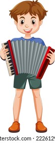 Boy playing accordion vector illustration