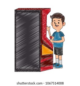 Boy playing arcade scribble