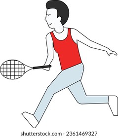 The boy is playing badminton.