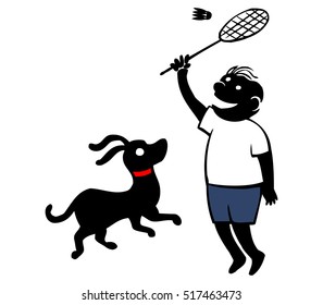 Boy Playing Badminton