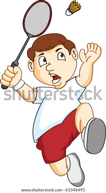 Boy Playing Badminton Stock Vector Royalty Free