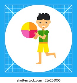 Boy Playing with Ball at Beach Icon