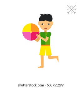 Boy Playing with Ball at Beach Icon