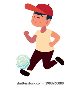 boy playing with ball cartoon