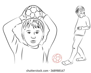 Boy playing ball games, childhood, fun