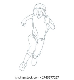 boy playing baseball running outline sport vector illustration outline 