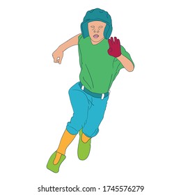 boy playing baseball running sport vector illustration