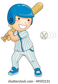 Boy Playing Baseball - Vector