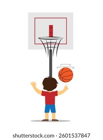 Boy Playing Basket Ball Isolated on White. Sports and outdoor summer activities vector art