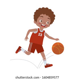 a boy is playing basketball